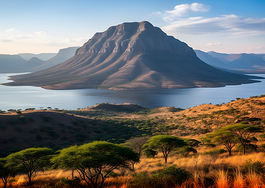 Majestic Mountain Overlooking a Serene Lake