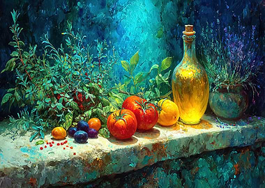 Still Life with Tomatoes and Herbs