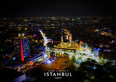 Nighttime Istanbul Cityscape