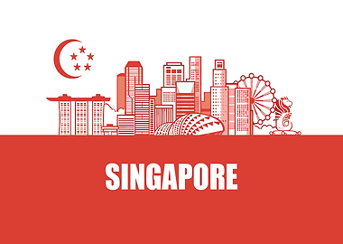 Singapore Skyline and Text