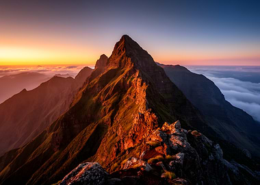 Sunrise over mountain peaks