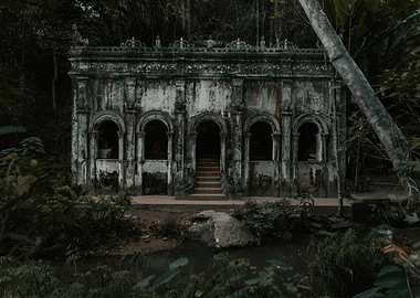 Abandoned Temple in Lush Jungle