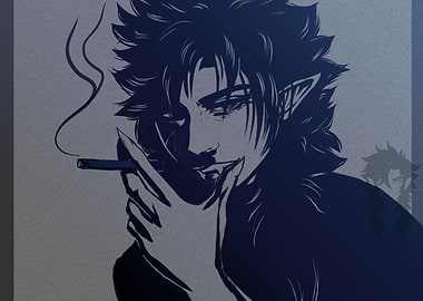 Anime character smoking