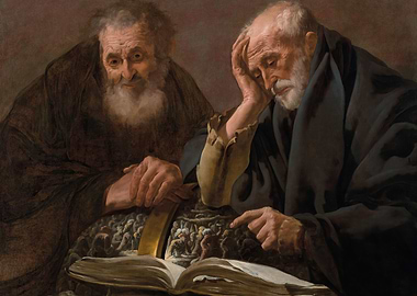 Two Old Men Studying a Globe