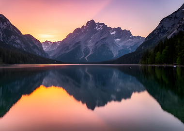 Serene Mountain Lake at Sunrise