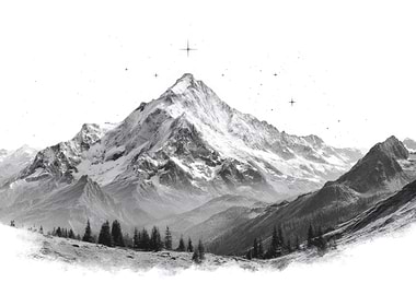 Snowy Mountain Peaks Under Starry Sky