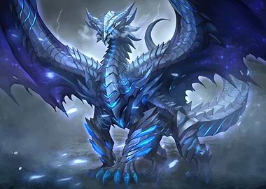 Majestic Ice Dragon with Blue Energy