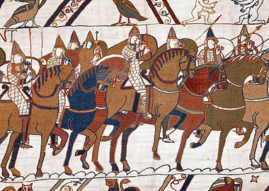 Norman Knights on their way to the Battle of Hastings Bayeux Tapestry Scene 48