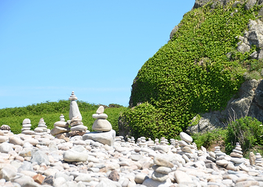 Stone Stacks on a Rocky Shore