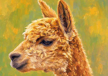 Close-up painting of an alpaca