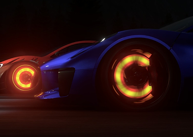 Sports Cars with Glowing Brakes