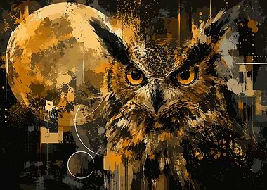 Majestic Owl and Moon