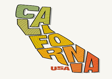 California USA Text Art