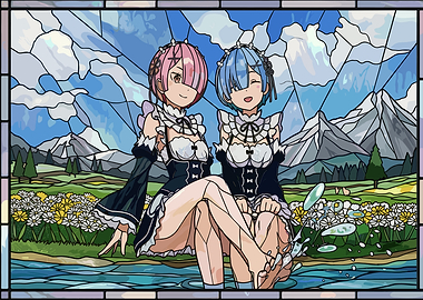 Rem and Ram in a Stained Glass Landscape