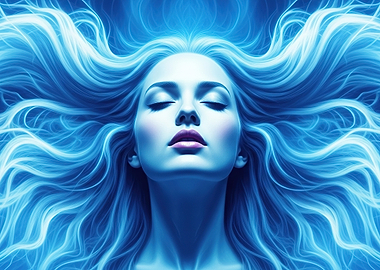 Ethereal Blue Haired Woman