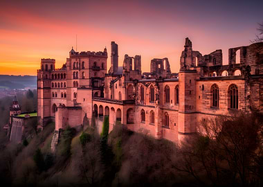 Heidelberg Castle at Sunset