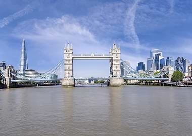 Tower Bridge in a modern city panorama