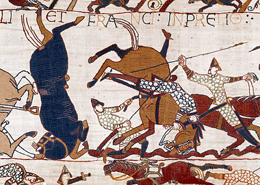 English and French Soldiers Falling Bayeux Tapestry Scene 53