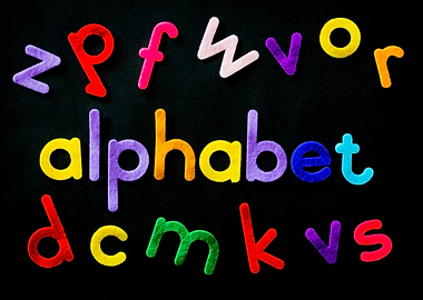 Alphabet Letters on Black Background