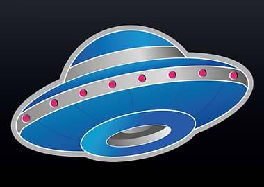 Blue Flying Saucer with Pink Lights