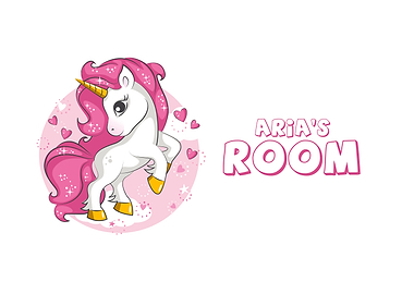Cute Unicorn with 'Aria's Room' Text