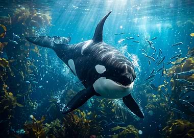 Orca swimming in water