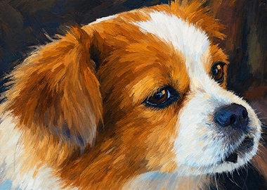 Oil Painting of a Dog's Face