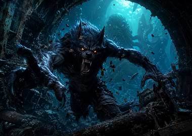 Werewolf and Cthulhu Underwater