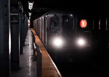 New York City Subway Train at Station
