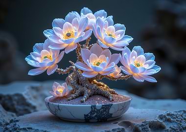 Glowing Lotus Bonsai Tree