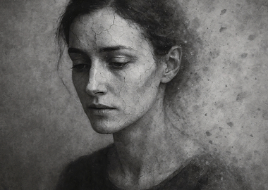 A Sorrow I Cannot Explain - Cracked Portrait of a Woman
