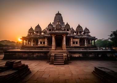 Ancient Indian Temple at Sunrise