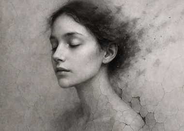 Changing - Woman's Face Dissolving into Dust