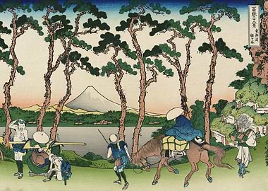 Travelers by Mount Fuji
