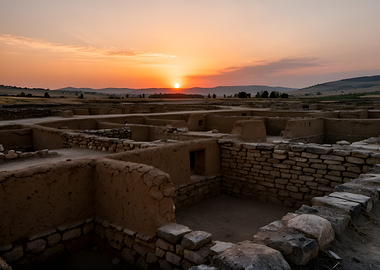 Ancient Ruins at Sunset