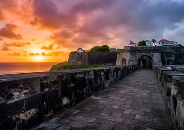 Historic Fortress at Sunset