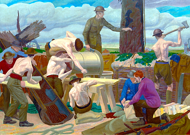 Camouflage Tree by Leon Underwood WW1 Historical Painting