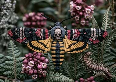 Death's Head Moth with Skull