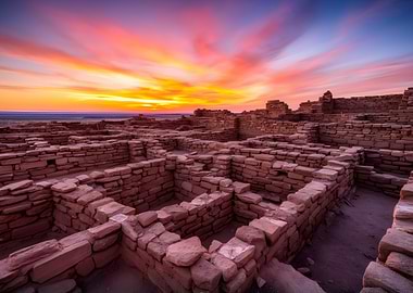 Ancient Ruins at Sunset