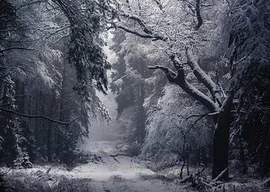 Snowy Forest Path