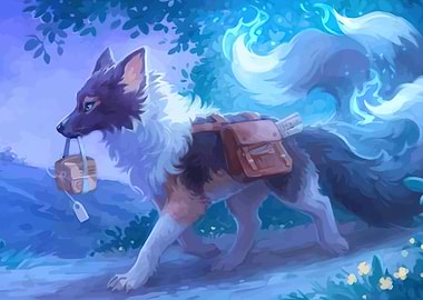 Fantasy Fox Carrying a Package