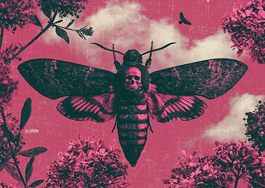 Death's-head Hawkmoth with Skull