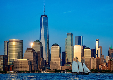New York City Skyline with Sailboat