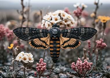 Death's-head Hawkmoth on Flowers