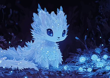 Cute glowing creature in a forest