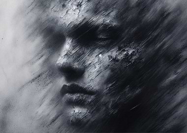 Abstract Face in Monochrome
