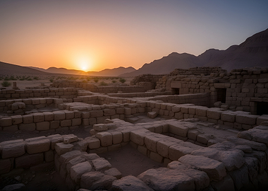 Ancient ruins at sunset