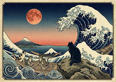 The Cat and the Great Wave