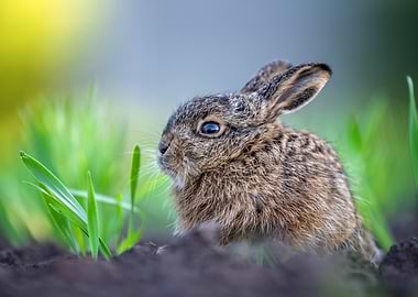 Baby Hare in Green Grass