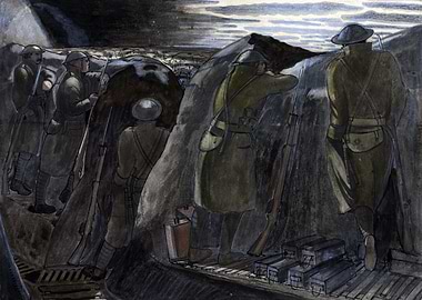 Stand to, Before Dawn by John Nash WW1 Trenches Historical Painting